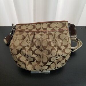 Vintage COACH Signature Crossbody Monogram Logo Brown Purse Fabric Canvas Strap